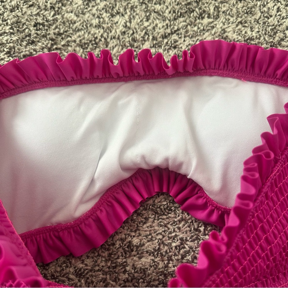 Pink Lily Ruffle Strapless Bikini Bathing Suit Top - Picture 3 of 4